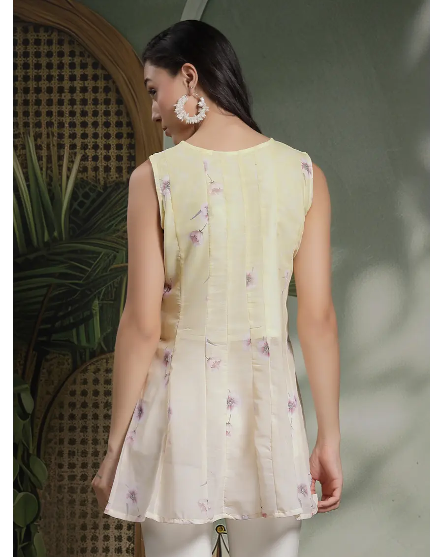 Women Yellow Color Embroidery Georgette Fabric Top