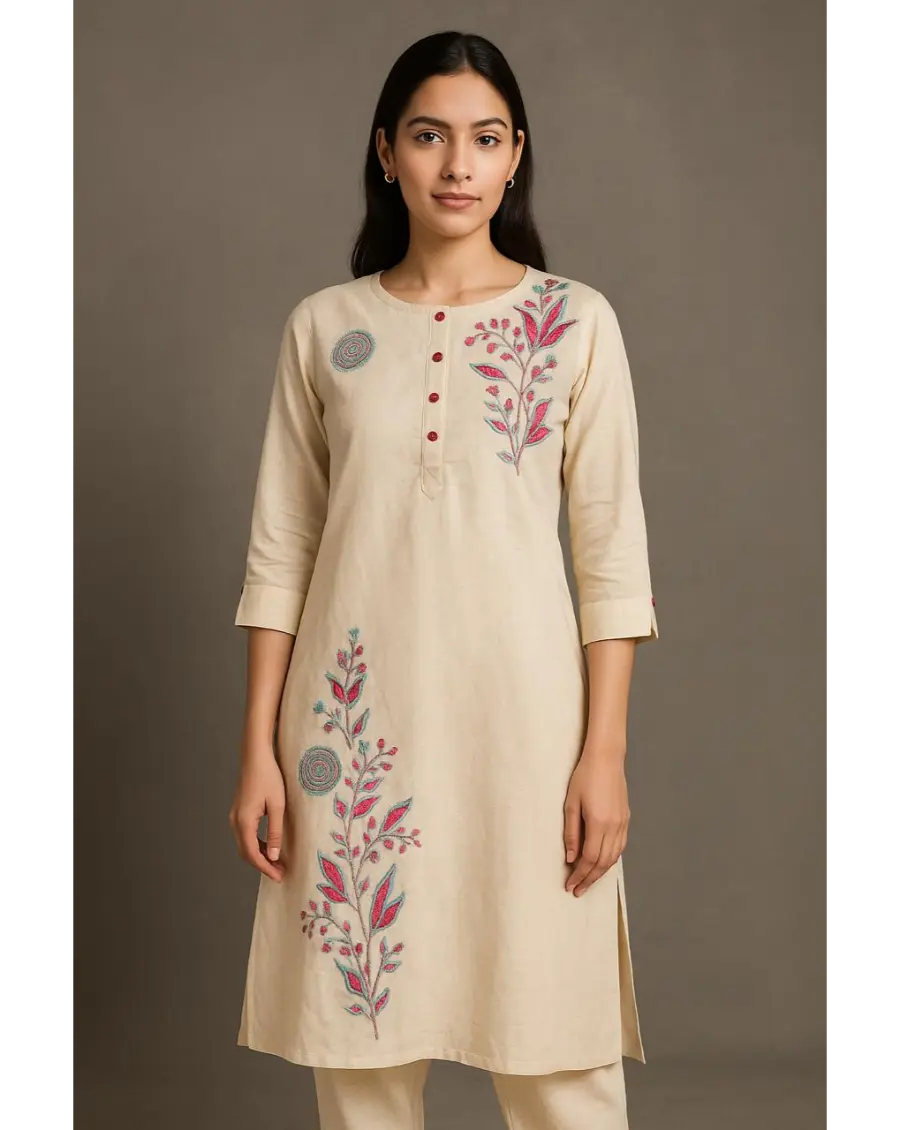 Off White Embroidered Co-Ord Set