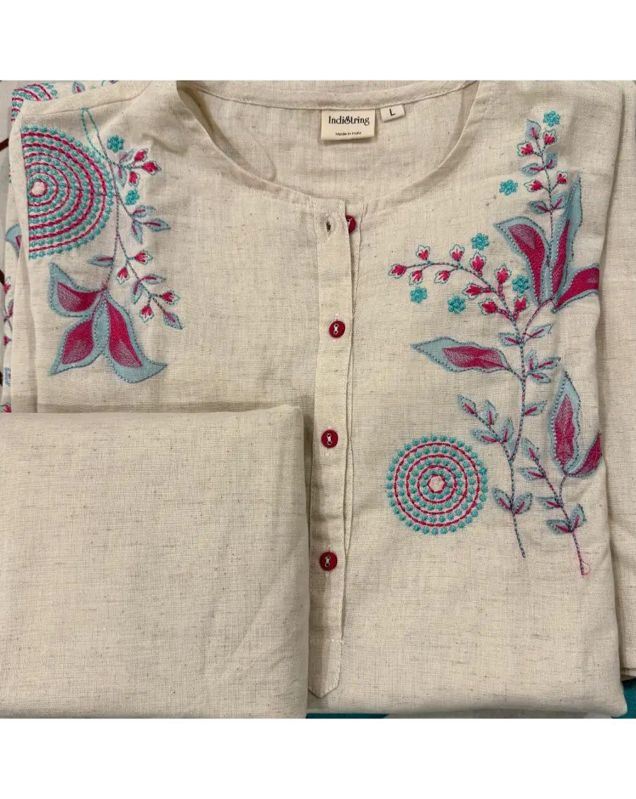 Off White Embroidered Co-Ord Set