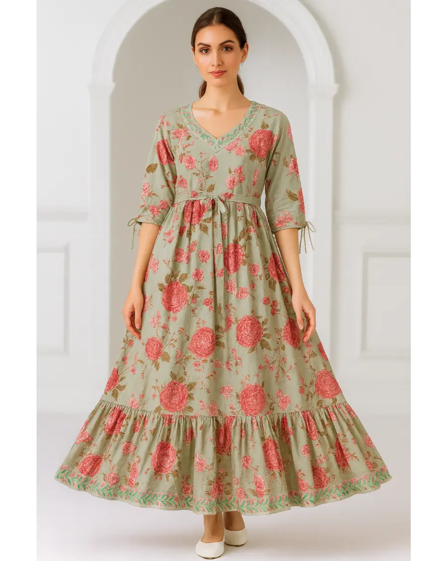 Sage Green Floral Dress