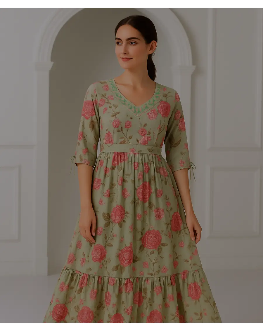 Sage Green Floral Dress