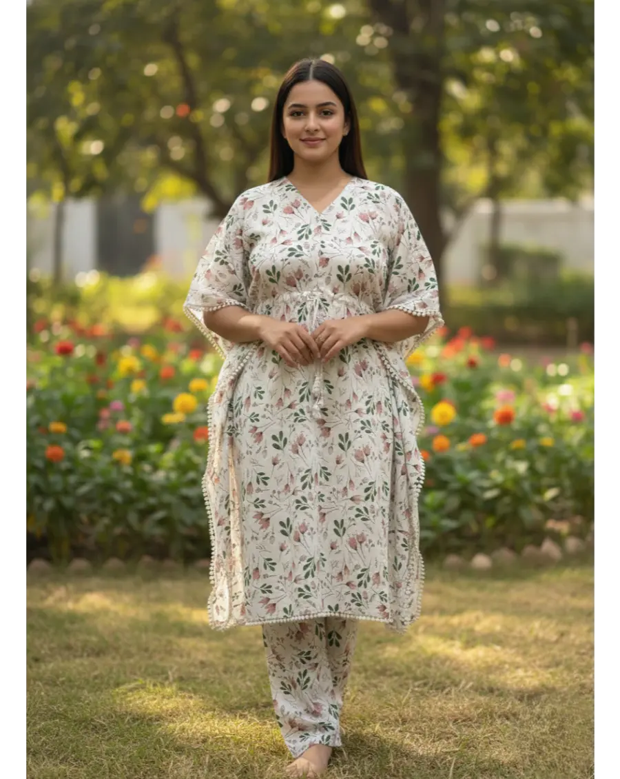 Women Cotton Maternity Kaftan Pattern Floral Print Co-ord Set