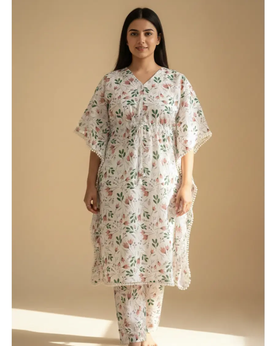 Women Cotton Maternity Kaftan Pattern Floral Print Co-ord Set