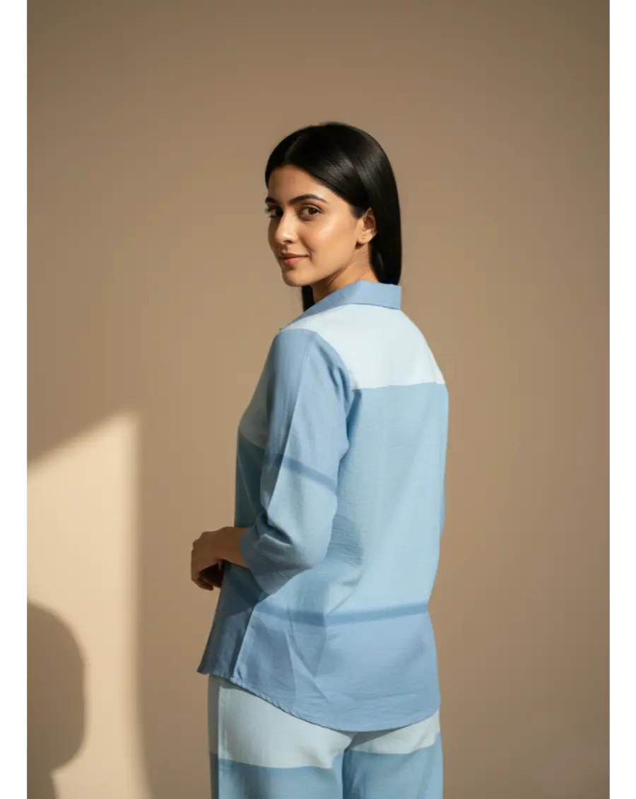 Cambric Cotton Breathable Blue Colour Ombre Co-ord Set