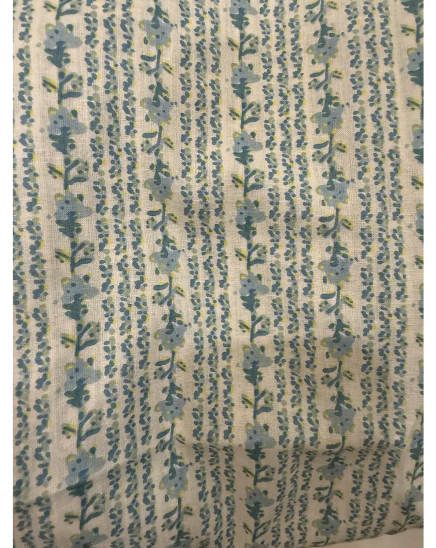 Women Cream Blue Sanganeri  Anarkali Cotton Suit