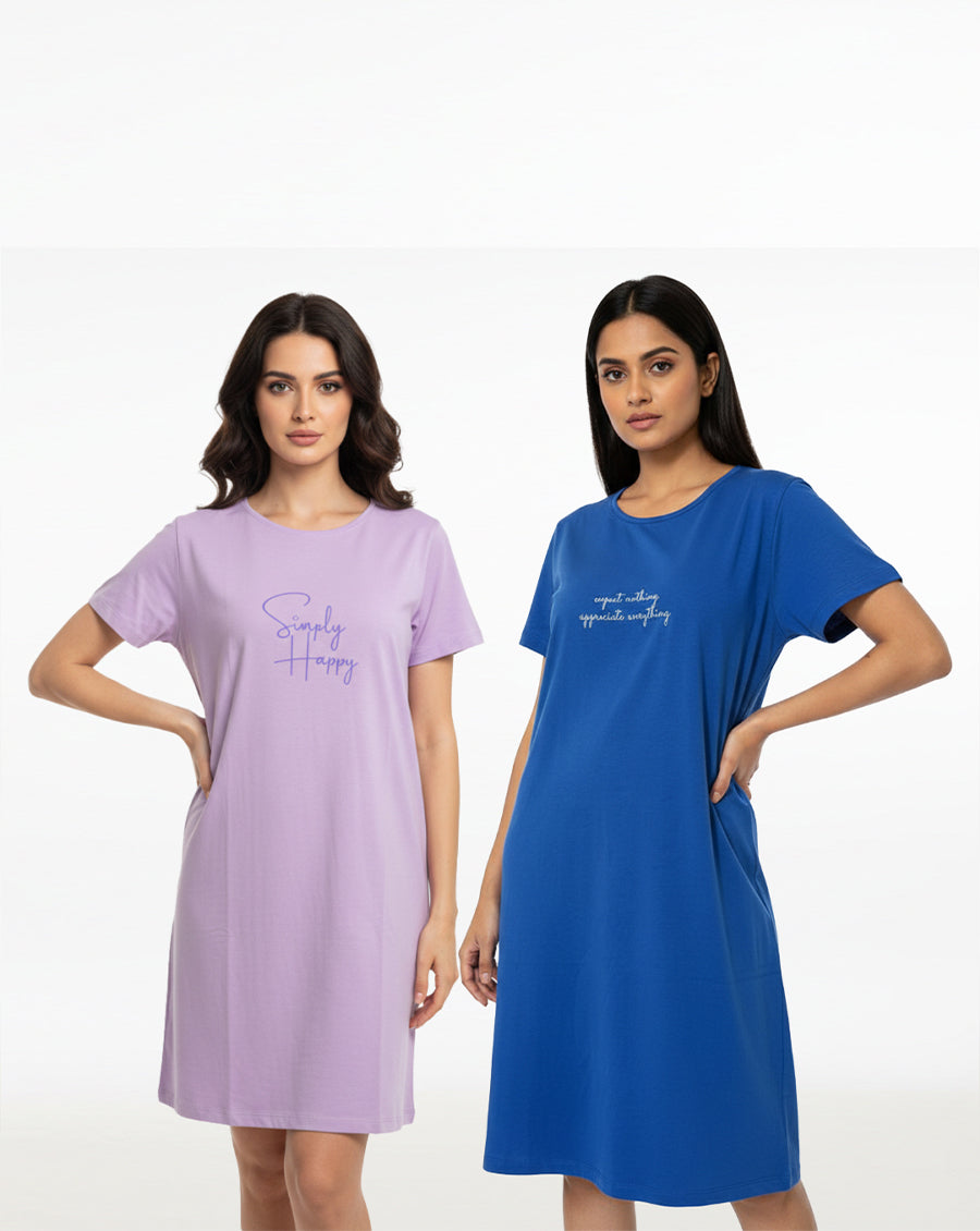 Pack of 2-Women Maternity Lounge T-Shirt-Lavender,Blue