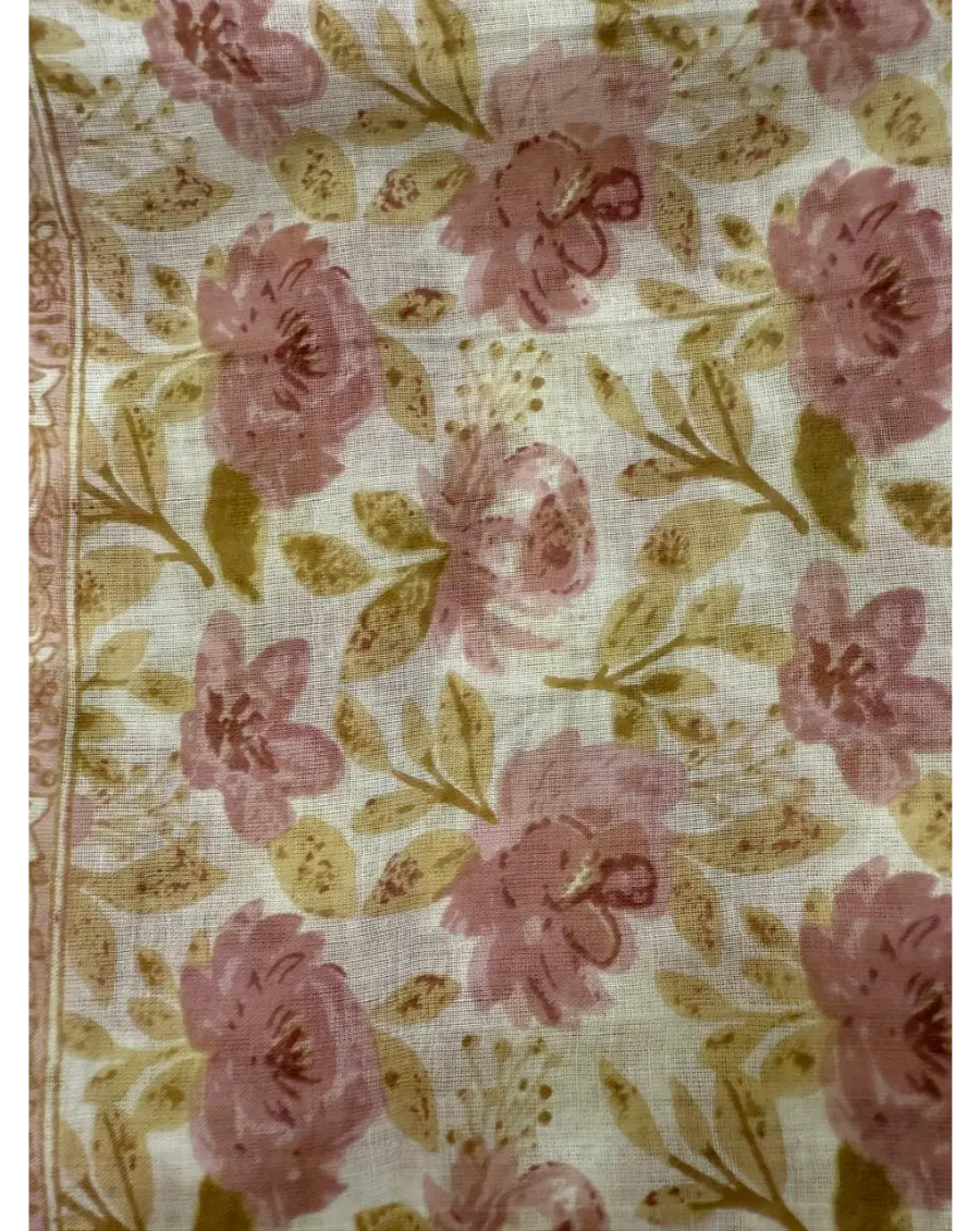 Women Pink Beige Cotton Sanganeri print suit