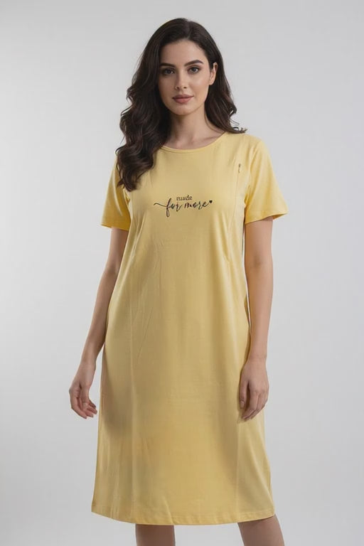 Women Maternity Feeding Zip Lounge T-shirt- Yellow