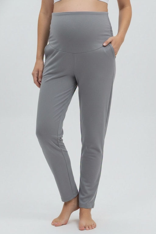 Women Maternity Regular-Fit Track Pant-Grey