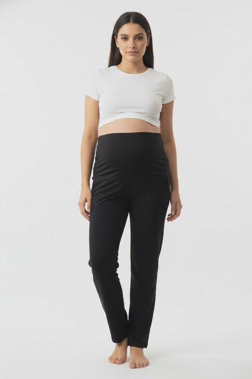 Women Maternity Regular-Fit Track Pant-Black