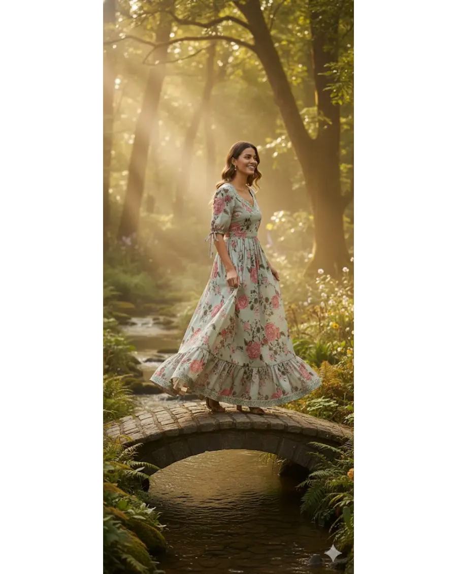 Sage Green Floral Dress