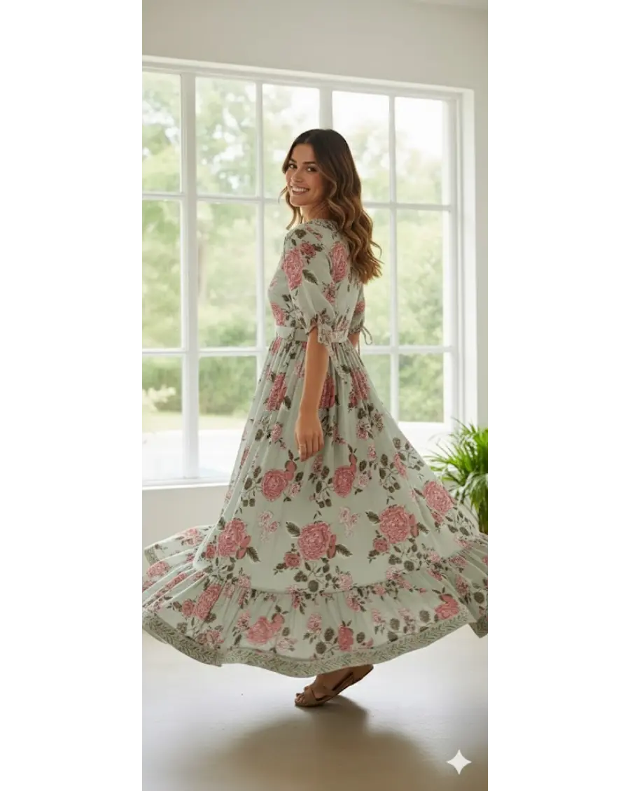 Sage Green Floral Dress