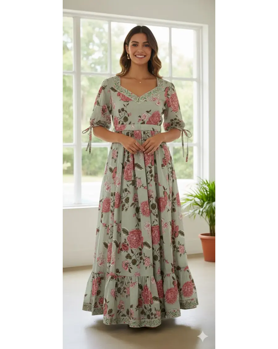 Sage Green Floral Dress