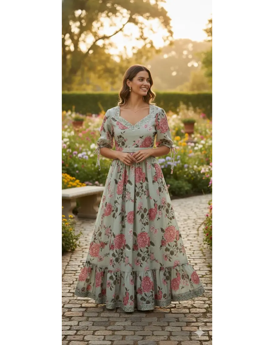 Sage Green Floral Dress