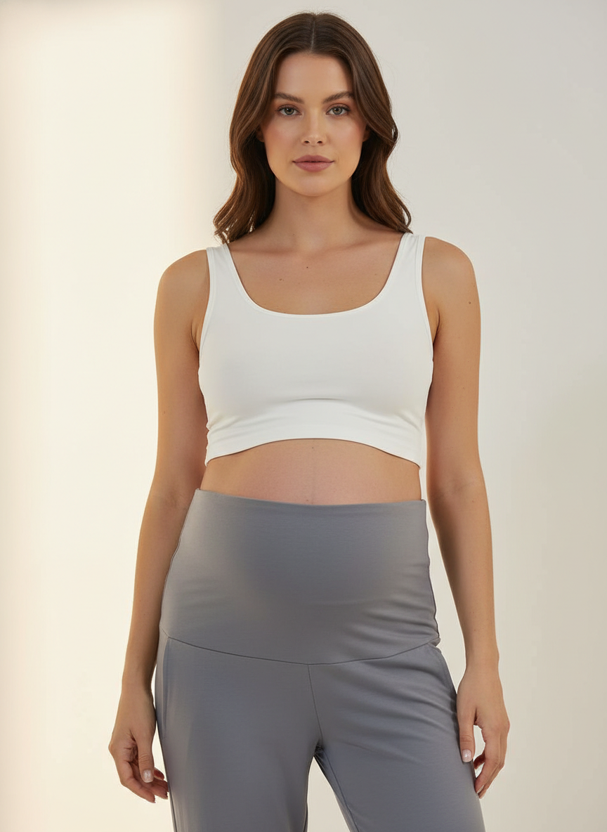 Women Maternity Regular-Fit Track Pant-Grey