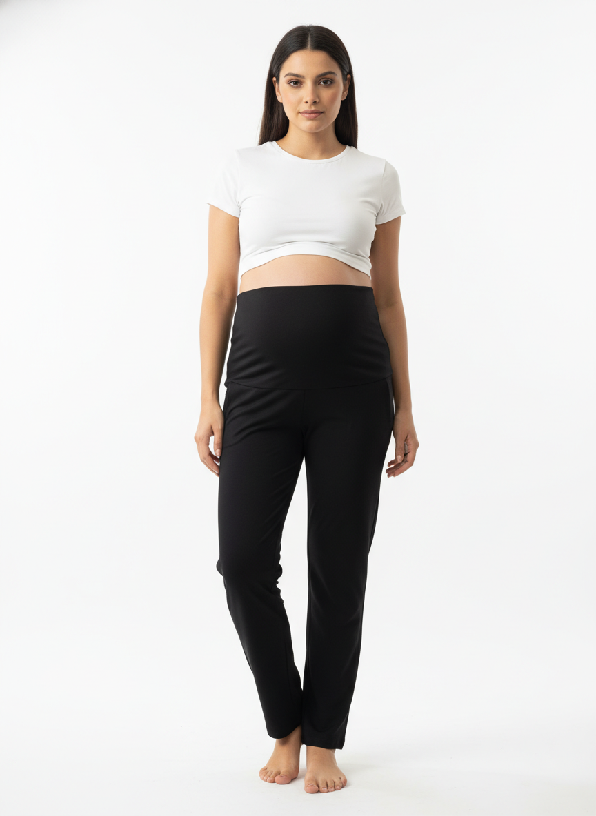 Women Maternity Regular-Fit Track Pant-Black