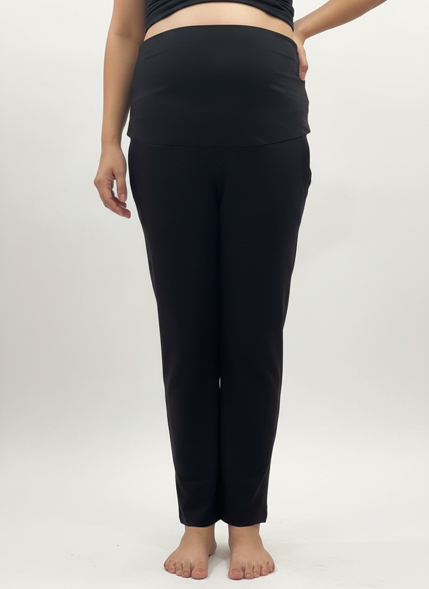 Women Maternity Regular-Fit Track Pant-Black