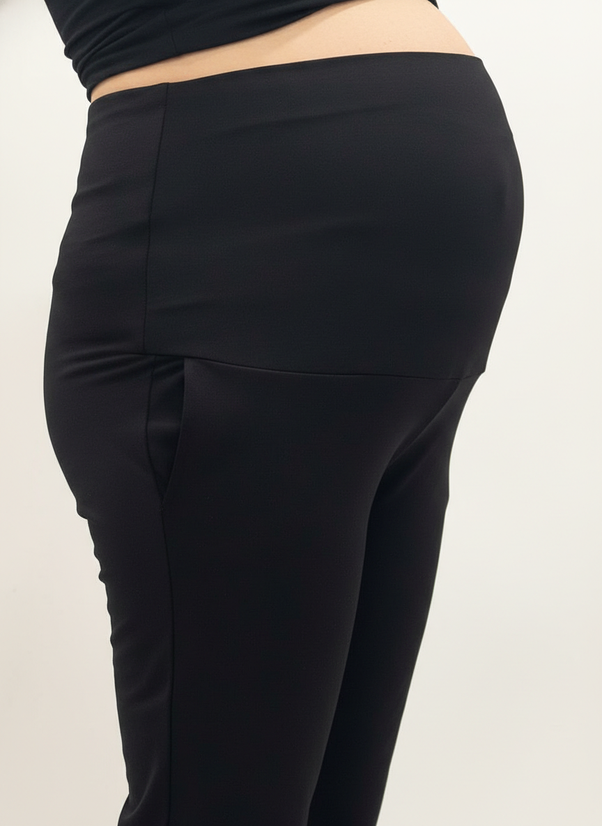 Women Maternity Regular-Fit Track Pant-Black