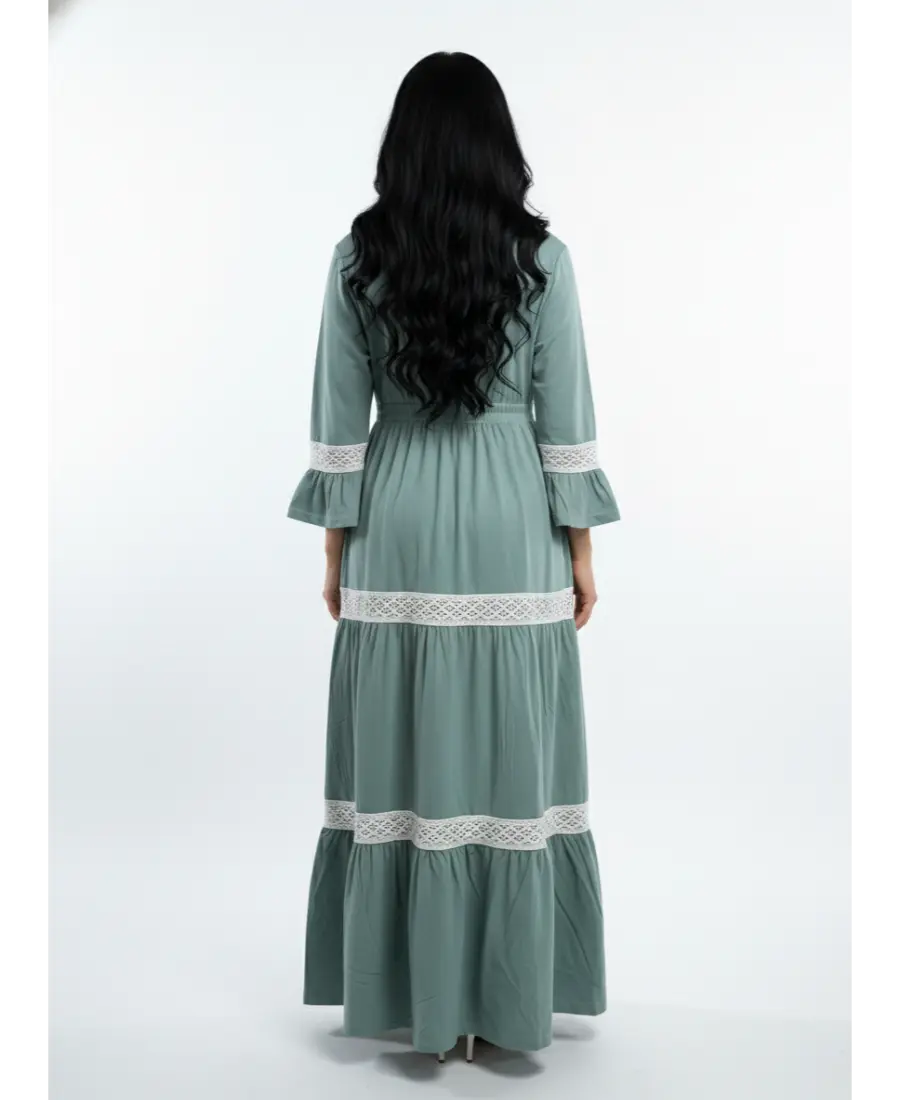 Women 3/4th sleeves Ultra Soft Cotton Maternity Maxi-Sage Green
