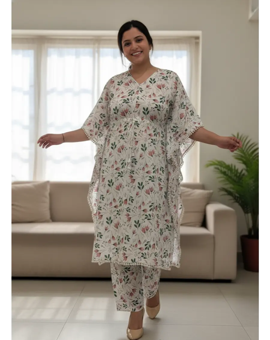 Women Cotton Maternity Kaftan Pattern Floral Print Co-ord Set