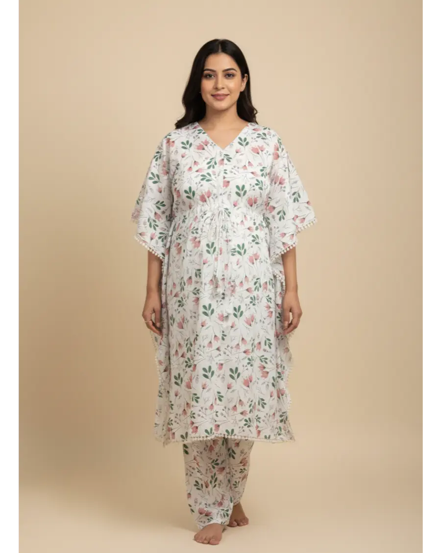 Women Cotton Maternity Kaftan Pattern Floral Print Co-ord Set