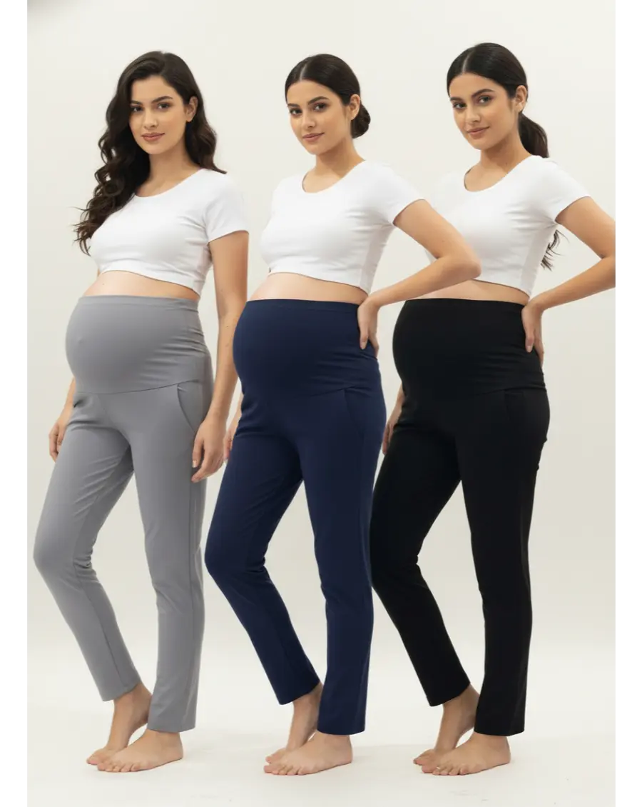 Maternity Pant-Black, Navy-Blue, Grey(Pack of 3)