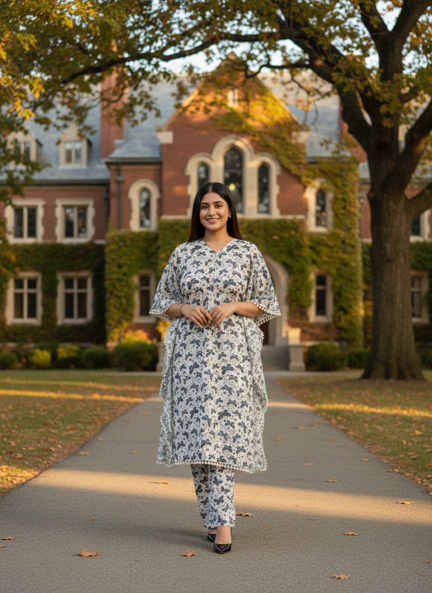 Cotton Maternity kaftan pattern butterfly print Co-ord set