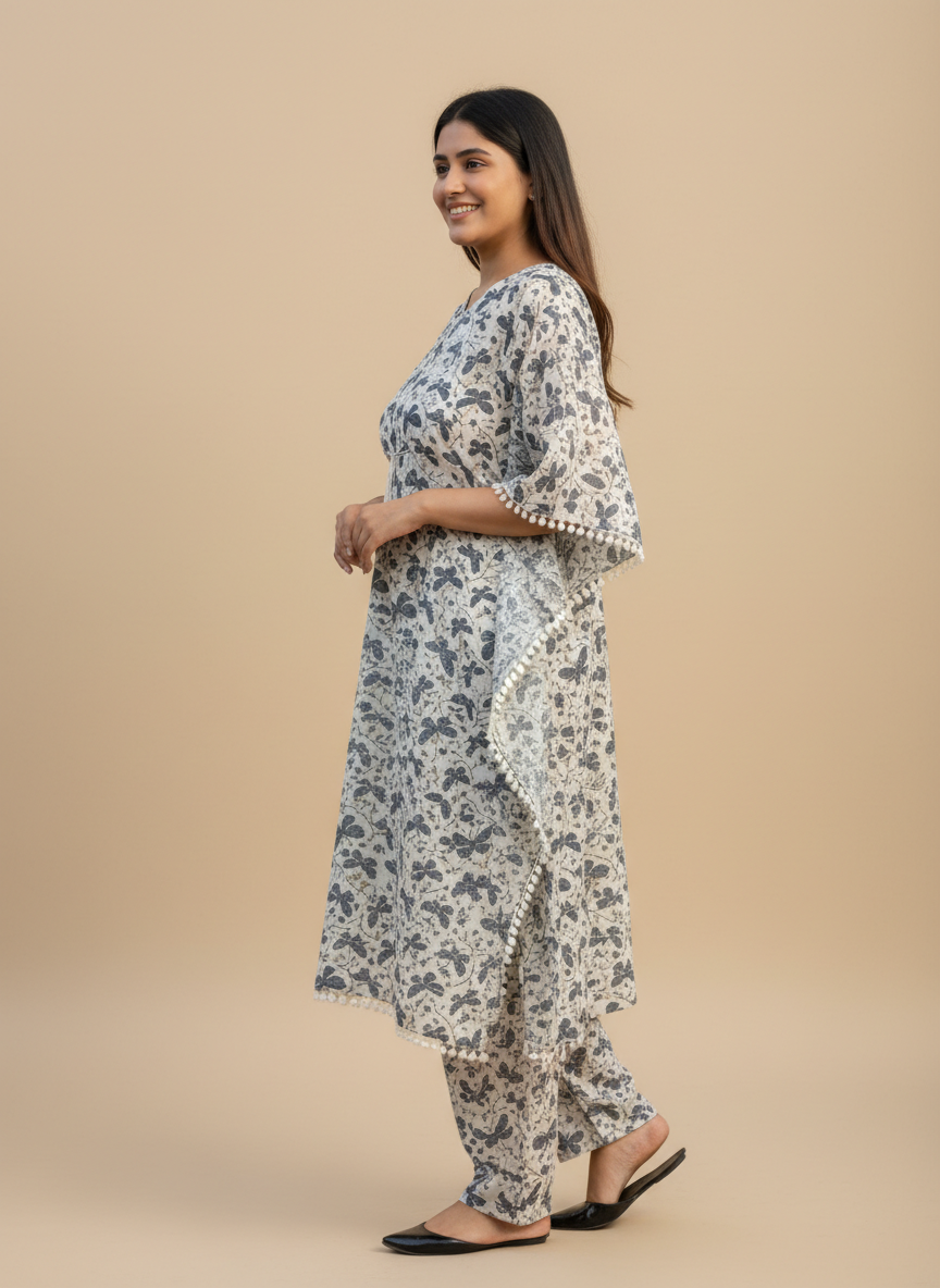 Cotton Maternity kaftan pattern butterfly print Co-ord set