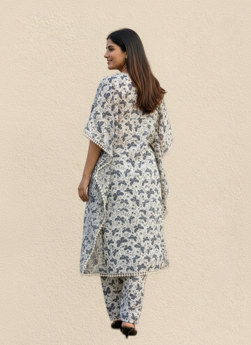 Cotton Maternity kaftan pattern butterfly print Co-ord set