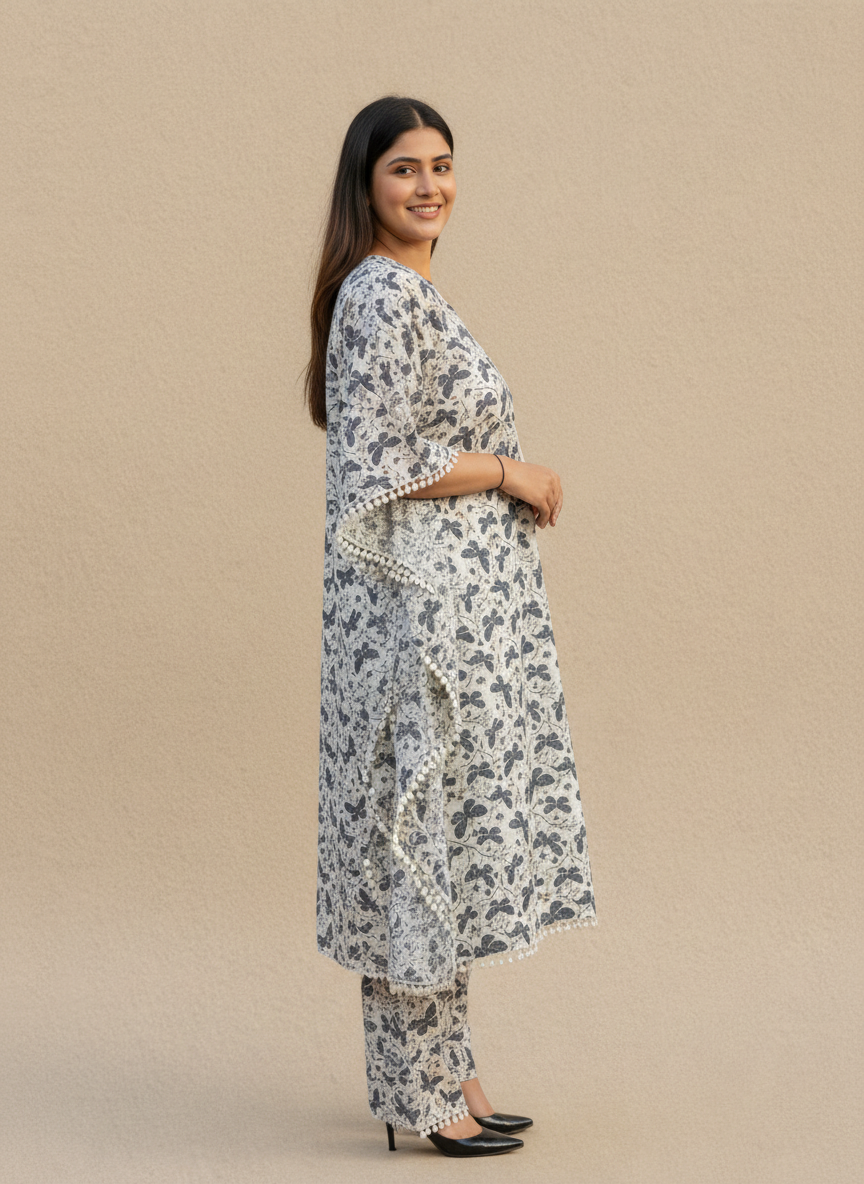 Cotton Maternity kaftan pattern butterfly print Co-ord set