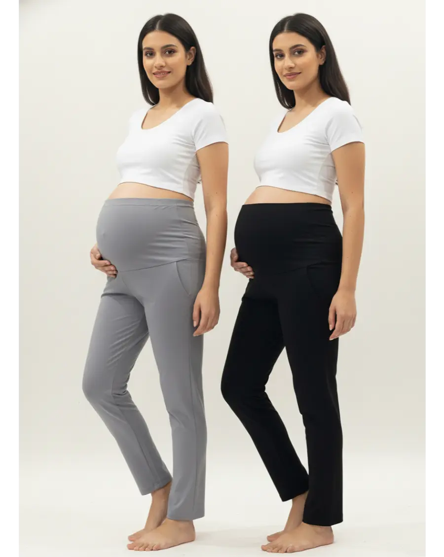 Maternity Pant- Black +Grey ( Pack of 2)