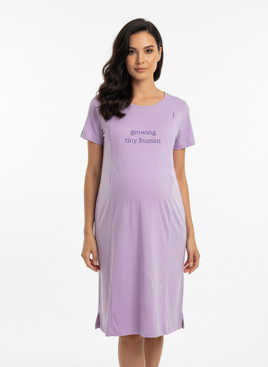 Pack of 2-Women Maternity Feeding Zip Lounge T-Shirt-Peach, Lavender