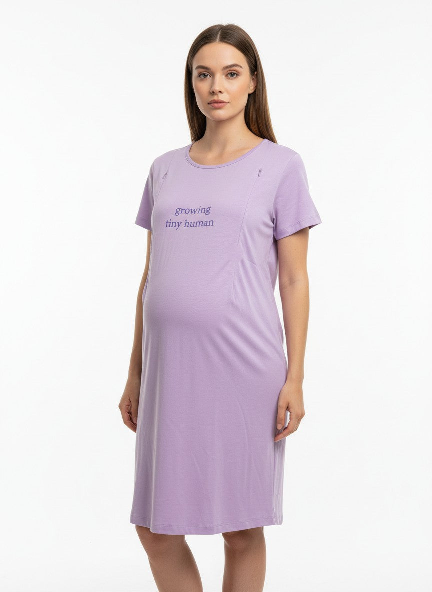 Pack of 2-Women Maternity Feeding Zip Lounge T-Shirt-Blue, Lavender