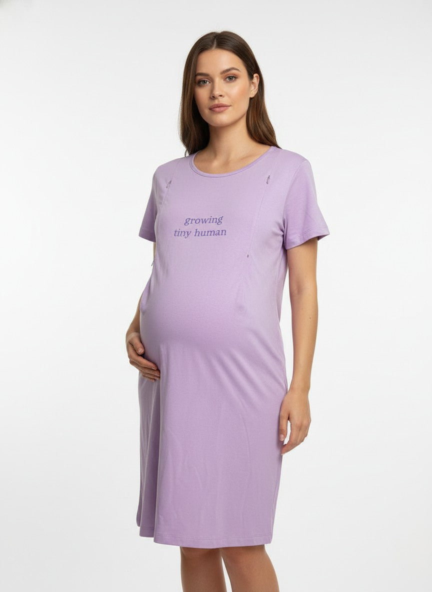 Pack of 3-Women Maternity Feeding Zip Lounge T-Shirt-Blue,Yellow, Lavender