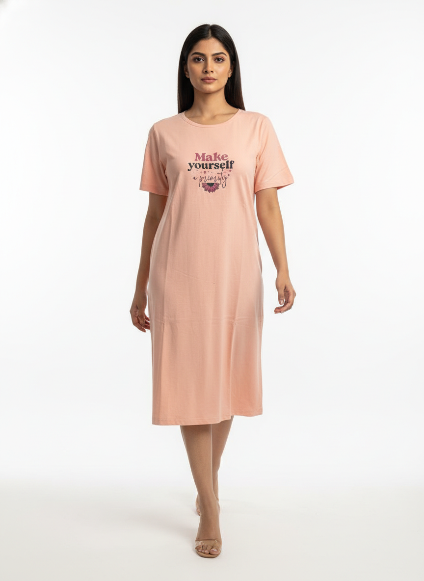 Women Lounge T-Shirt- Peach