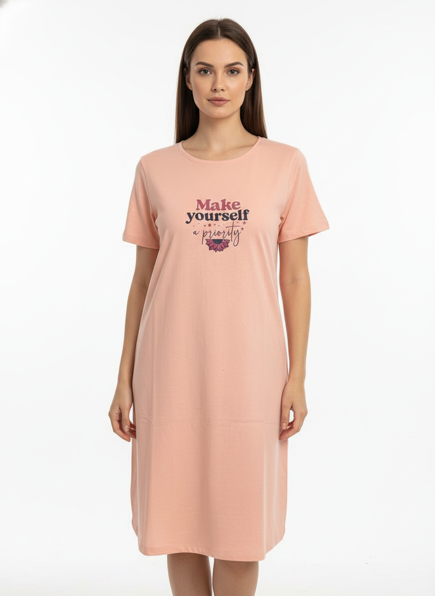 Women Lounge T-Shirt- Peach