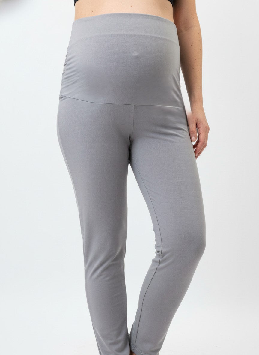 Women Maternity Regular-Fit Track Pant-Grey